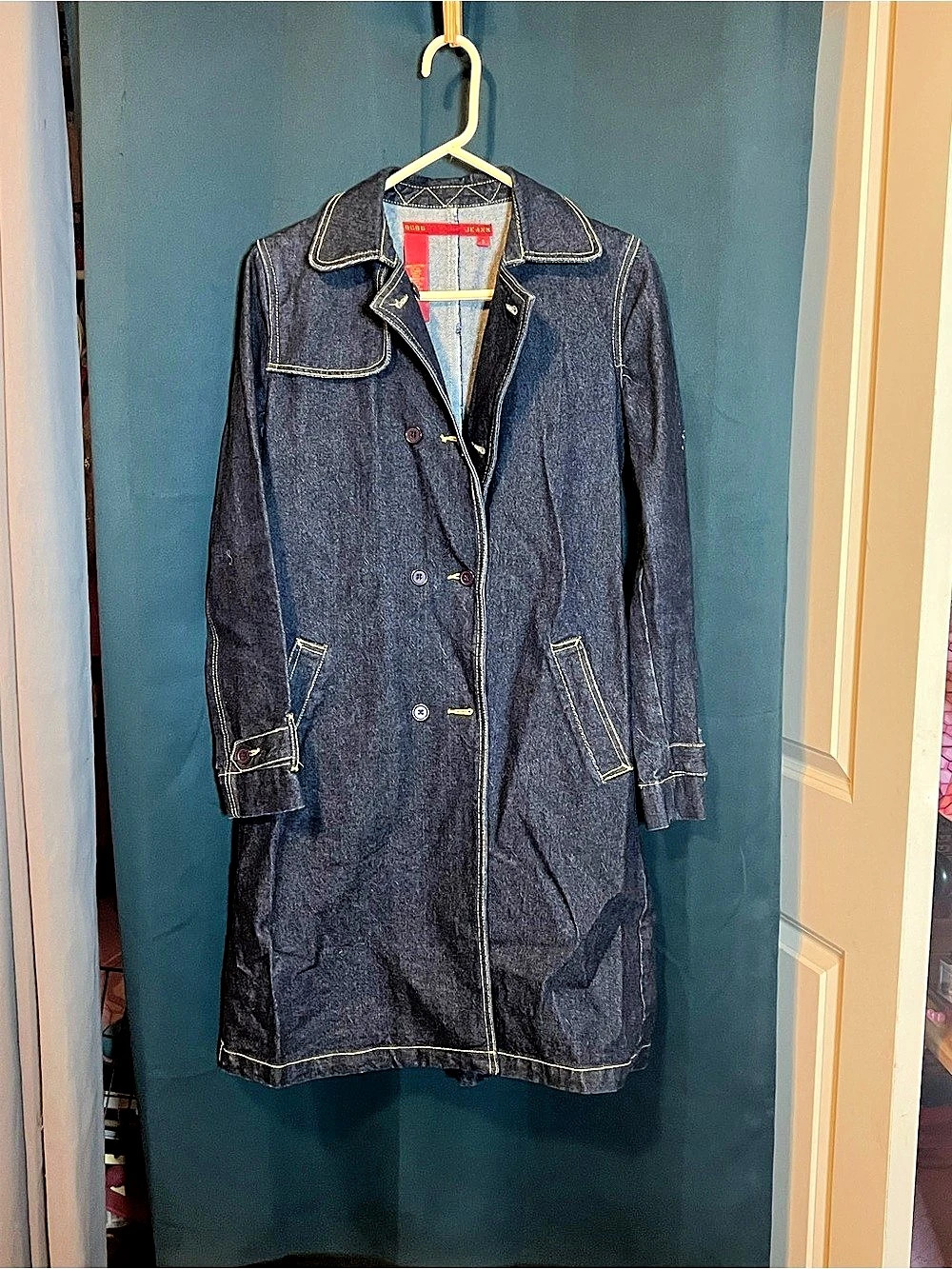 Vintage BCBGMAXAZRIA Denim Duster Coat in Blue Size Small Like New